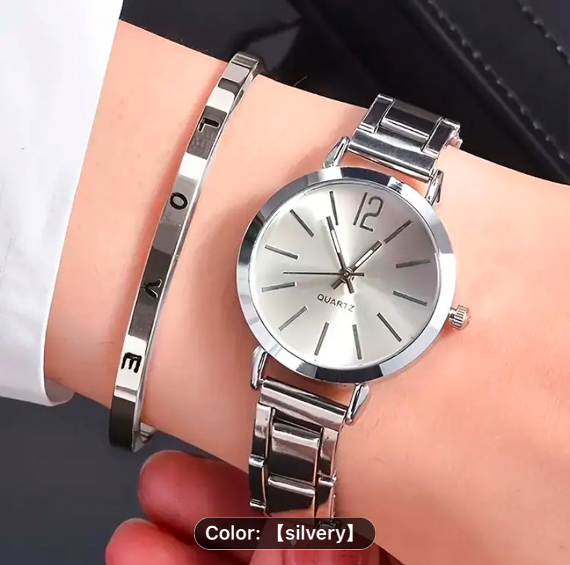 Ladies 2 pcs elegant watch and Bracelet made great gift