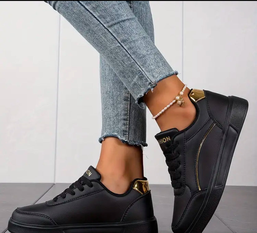 Women’s Fashionable light weight Sneakers with Golden Accent