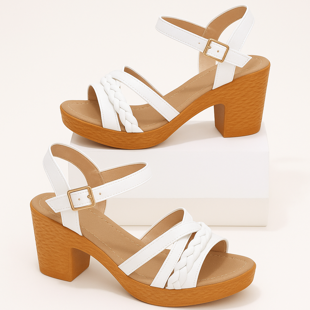 Braided Bliss Chunky Heel Sandals – Elegant Comfort in Every Step