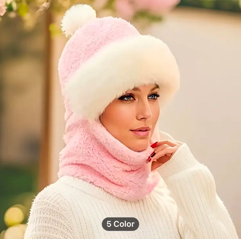 Women’s Cozy Hat with Integrate Scarf and Mask