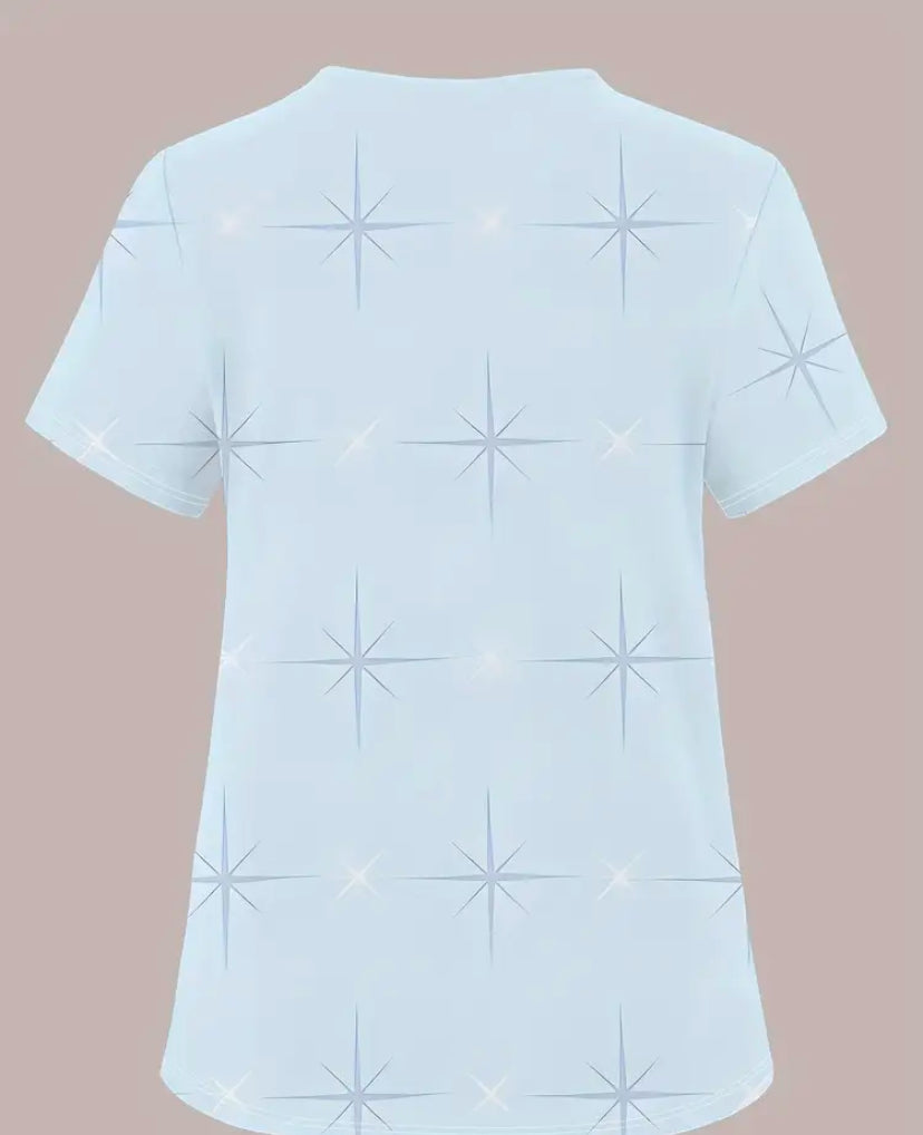 Women’s casual short sleeve V-Neck light Blue