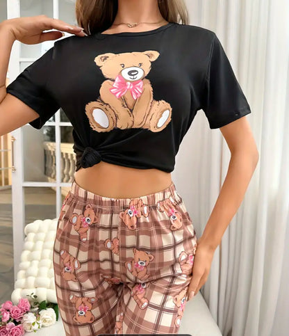 Bear print Pajamas Set