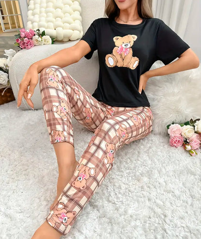 Bear print Pajamas Set