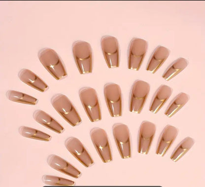Golden Edge Nude Press-On Nails