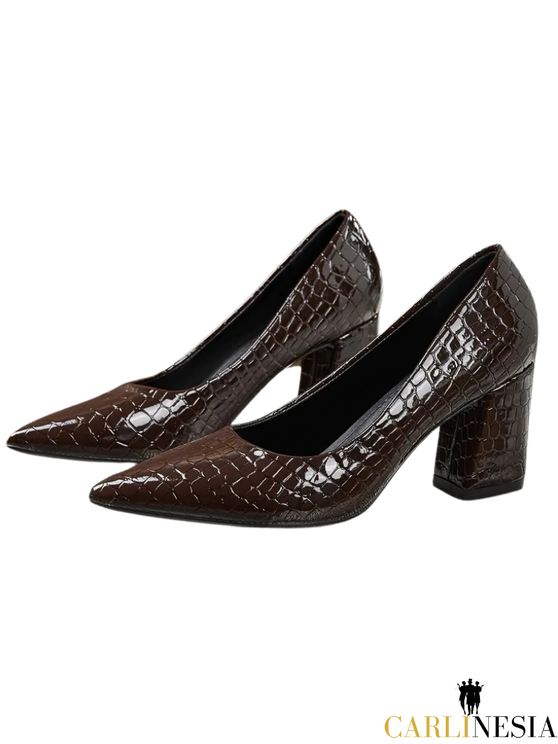 Luxe Serpentine Stiletto – Crocodile-Embossed Elegance