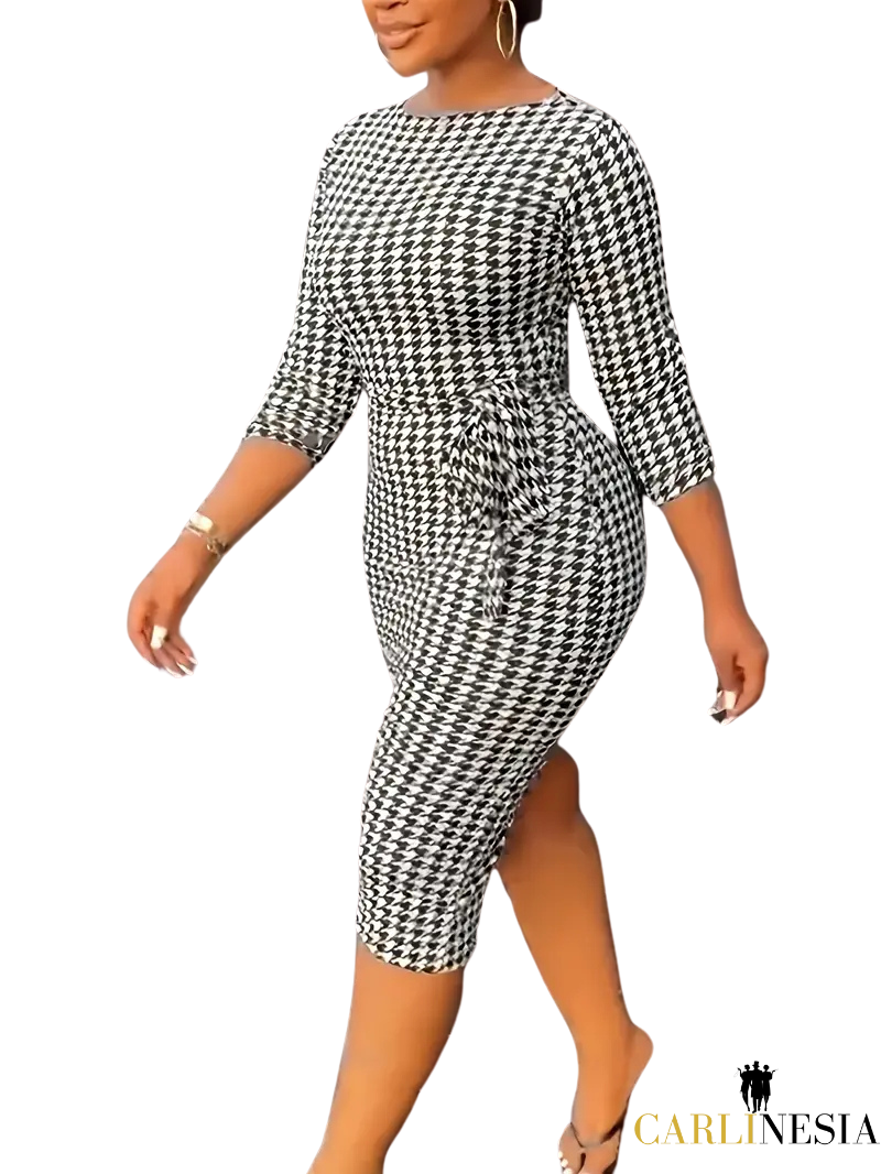 Houndstooth Elegance Dress