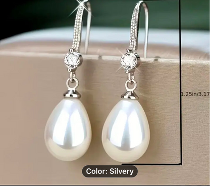 Faux Pearl Tear Drop Earring get