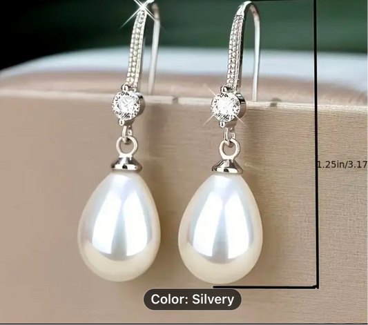 Faux Pearl Tear Drop Earring get