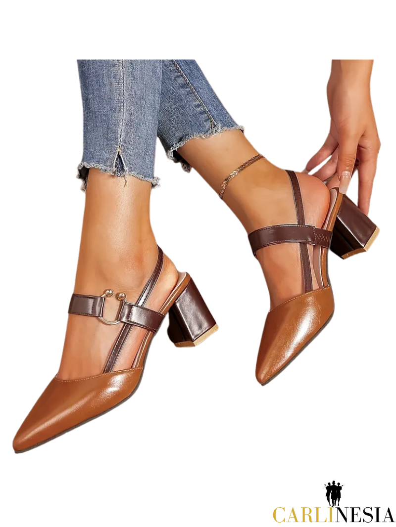 Elegant Pointed-Toe Thick Heel Sandals – Versatile Chic for Any Occasion