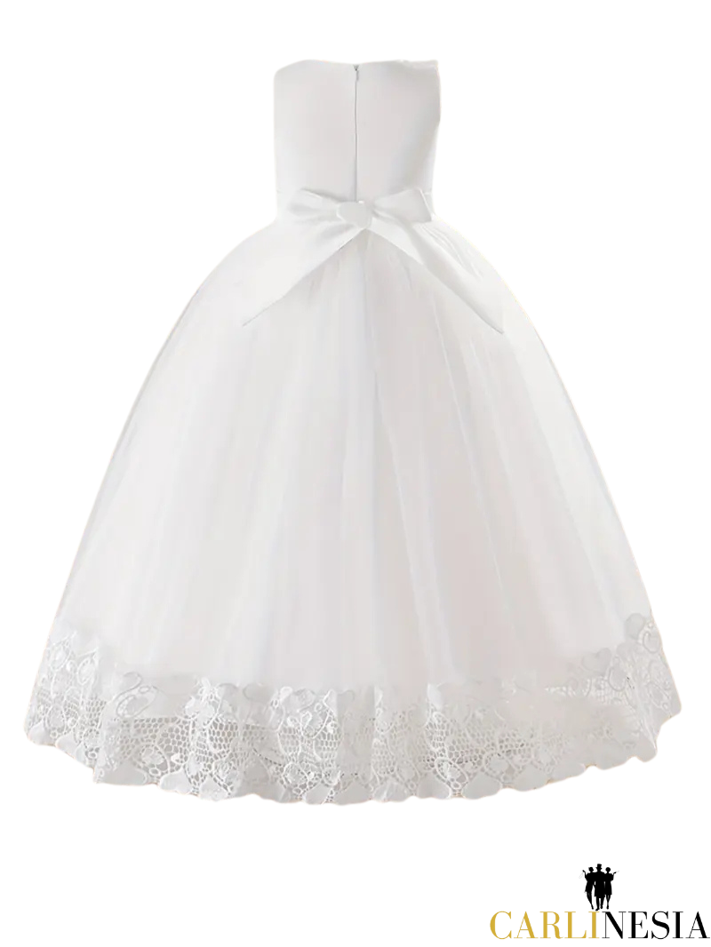 MQATZ Elegant Princess Lace Gown – Sleeveless Party Dress with Bow Accents