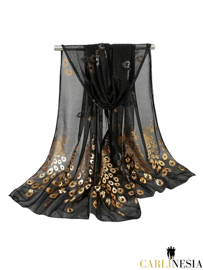 Luxe Peacock Bronzing Scarf – Elegant, Lightweight & Versatile