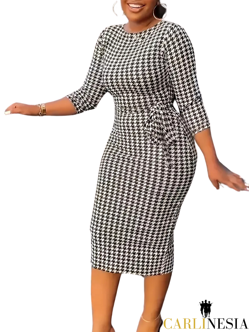 Houndstooth Elegance Dress