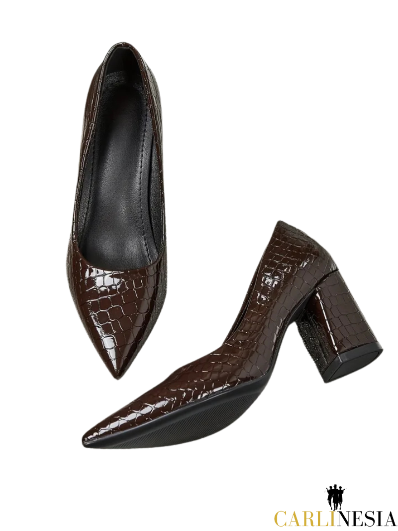 Luxe Serpentine Stiletto – Crocodile-Embossed Elegance