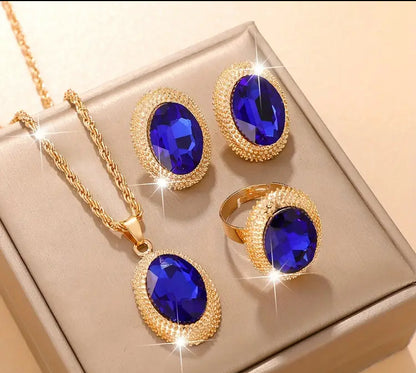 4 pieces Luxurious jewels set for women,extravagance pendant,Necklace earring,Ring get comfy.