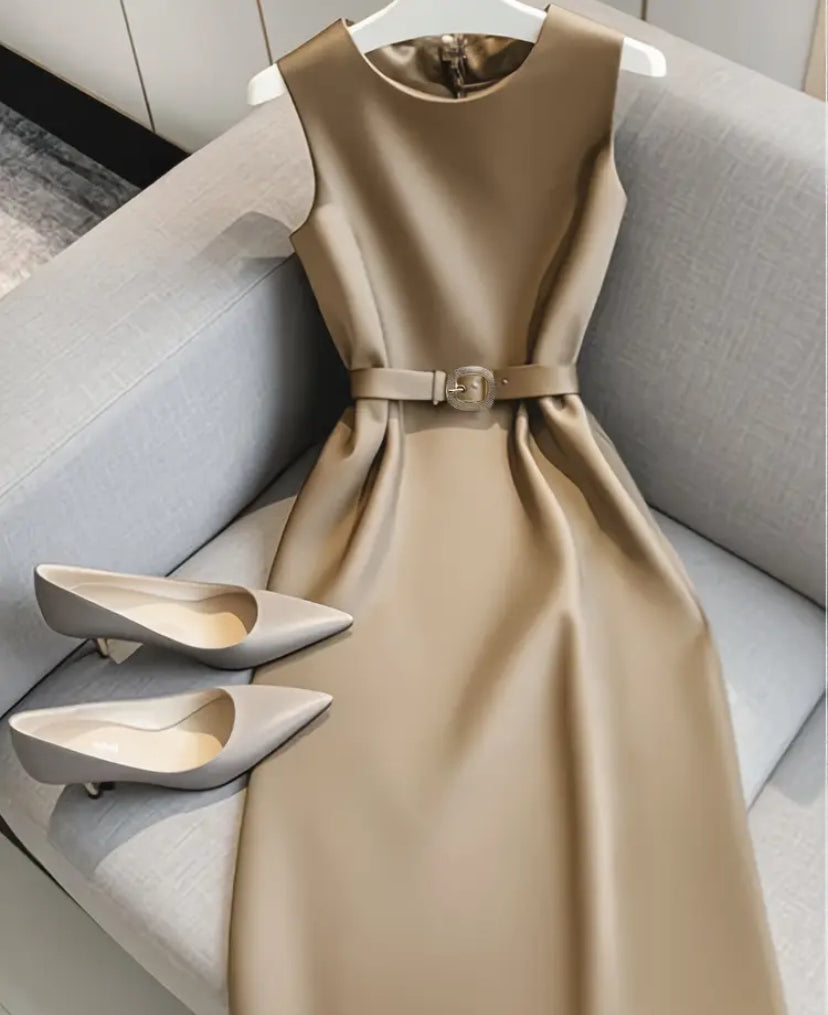 Brown dress khaki sleeveless