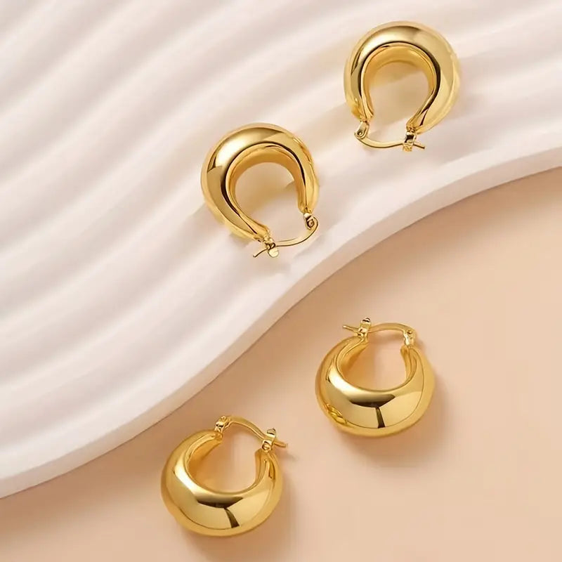 Luxe Golden Thick Hoop Earrings