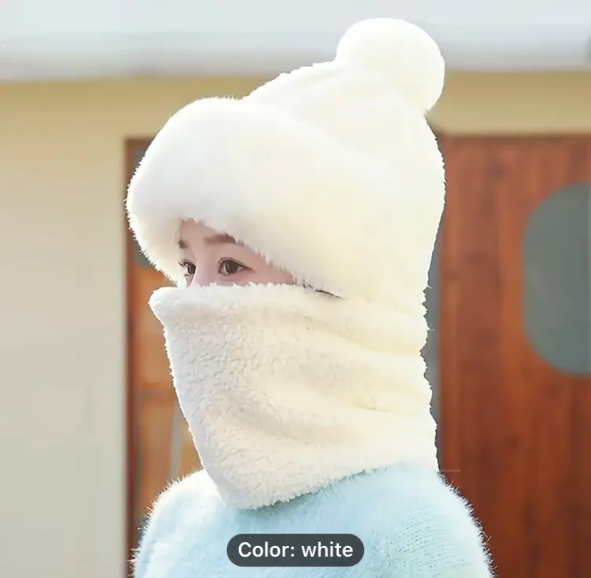 Women’s Cozy Hat with Integrate Scarf and Mask