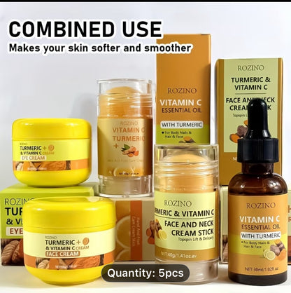 5 pieces Set Turmeric& Vit C will soften, Moisturize and bring brightness to your Skin