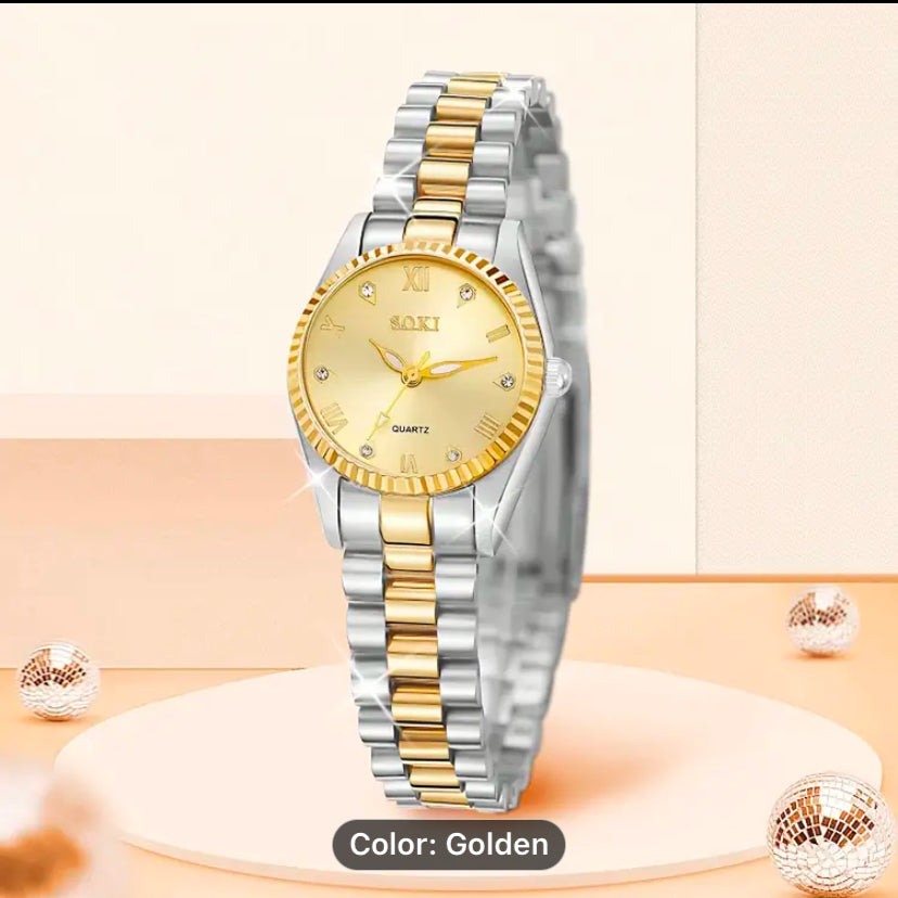 Golden-silver wrist watch for Women