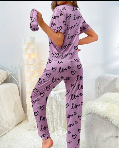 Rosé Luxe Heart Pajama Set – Elegance in Comfort