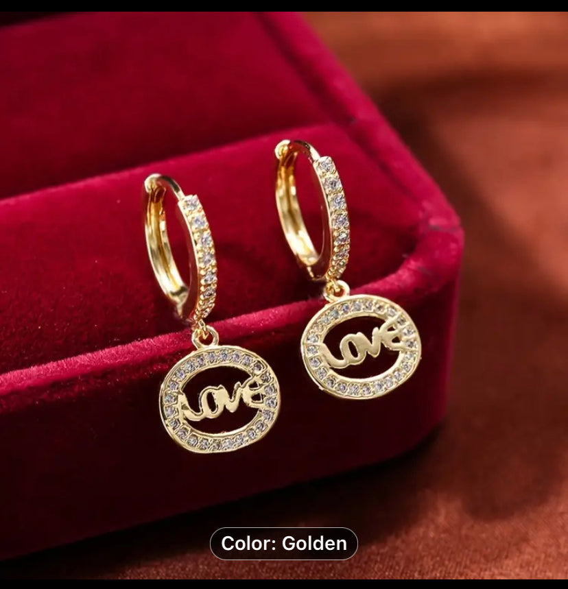Print love Letter Earrings 18k plater Gold