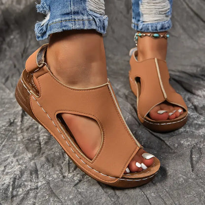 Elegant Solid Color Wedge Sandals