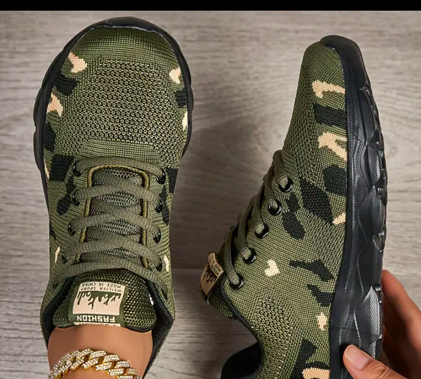 High top women’s camouflage orthopedic breathable mesh, lightweight sneakers non slip air cushion soles perfect for work out and daily activities.