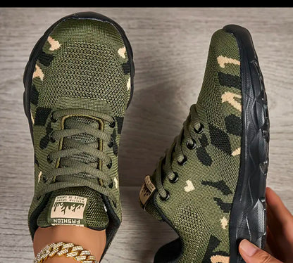 High top women’s camouflage orthopedic breathable mesh, lightweight sneakers non slip air cushion soles perfect for work out and daily activities.