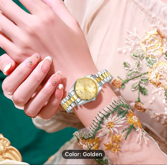Golden-silver wrist watch for Women