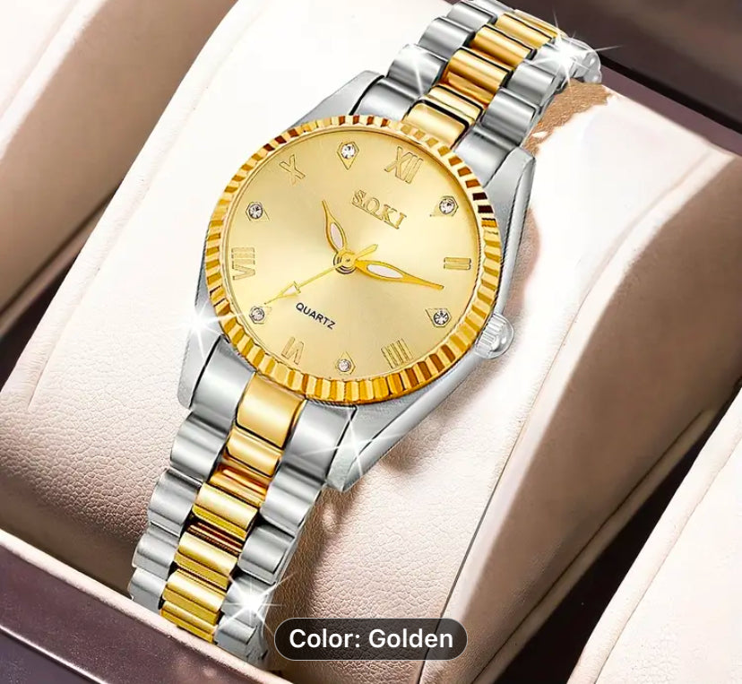 Golden-silver wrist watch for Women