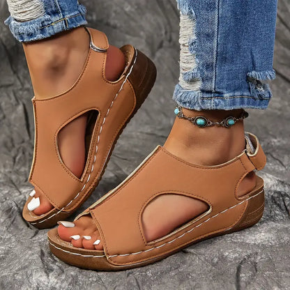 Elegant Solid Color Wedge Sandals