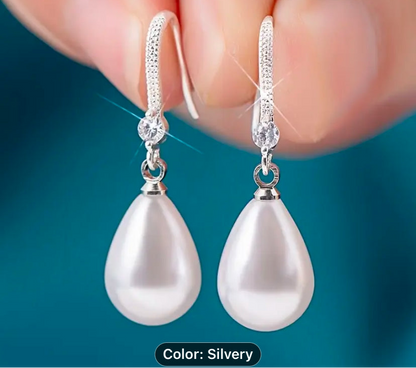 Faux Pearl Tear Drop Earring get