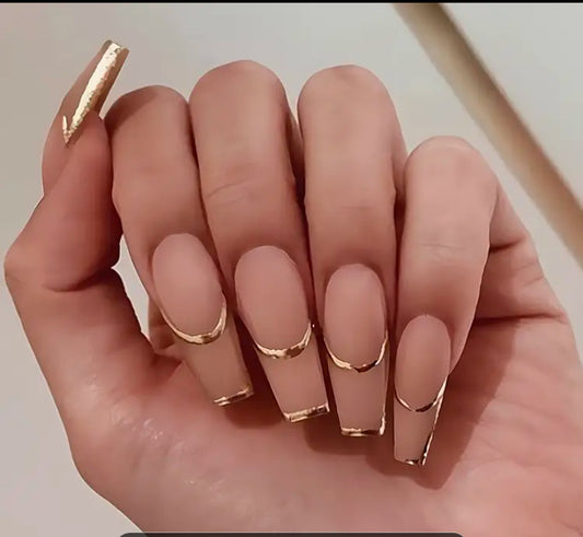 Golden Edge Nude Press-On Nails