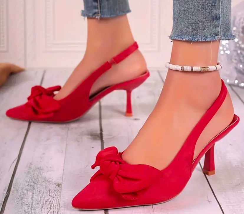 Women’s Bow Toe High Heels Sling back Stiletto