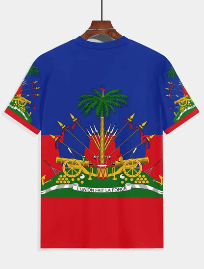 Haitian Flags multi-color polyester cannon T-shirt