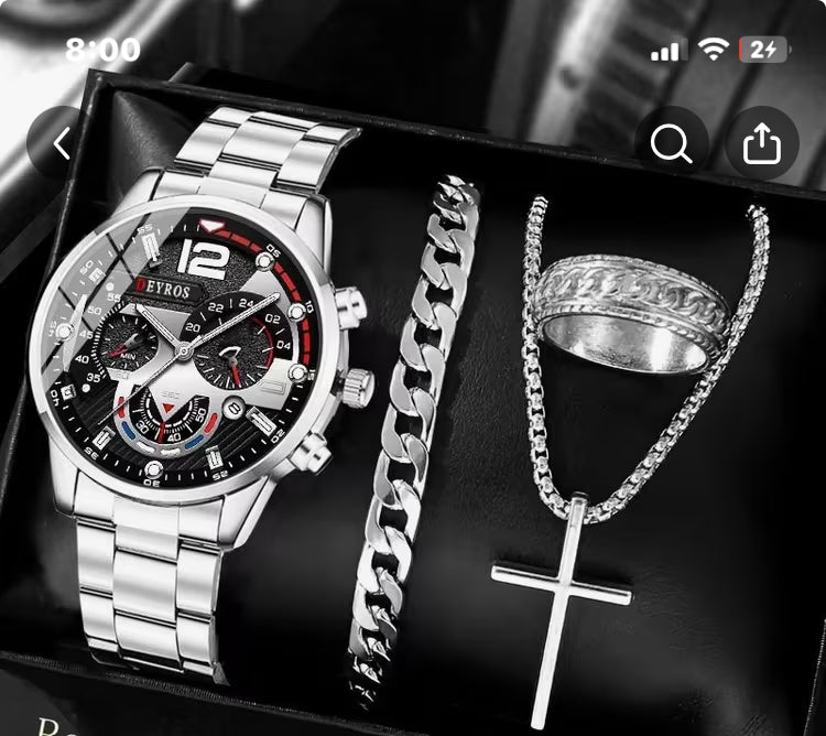 Men’s 4 Pieces Watch look like a boss fit any occasion
