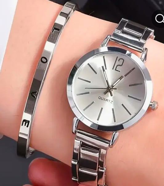 Ladies 2 pcs elegant watch and Bracelet made great gift