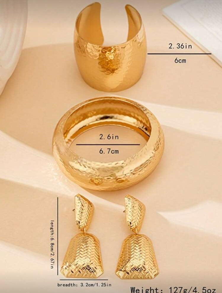 Women’s jewelry set all wide cuff open bracelet for all season gold color