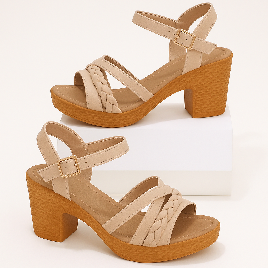 Braided Bliss Chunky Heel Sandals – Elegant Comfort in Every Step