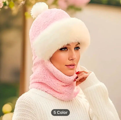 Women’s Cozy Hat with Integrate Scarf and Mask