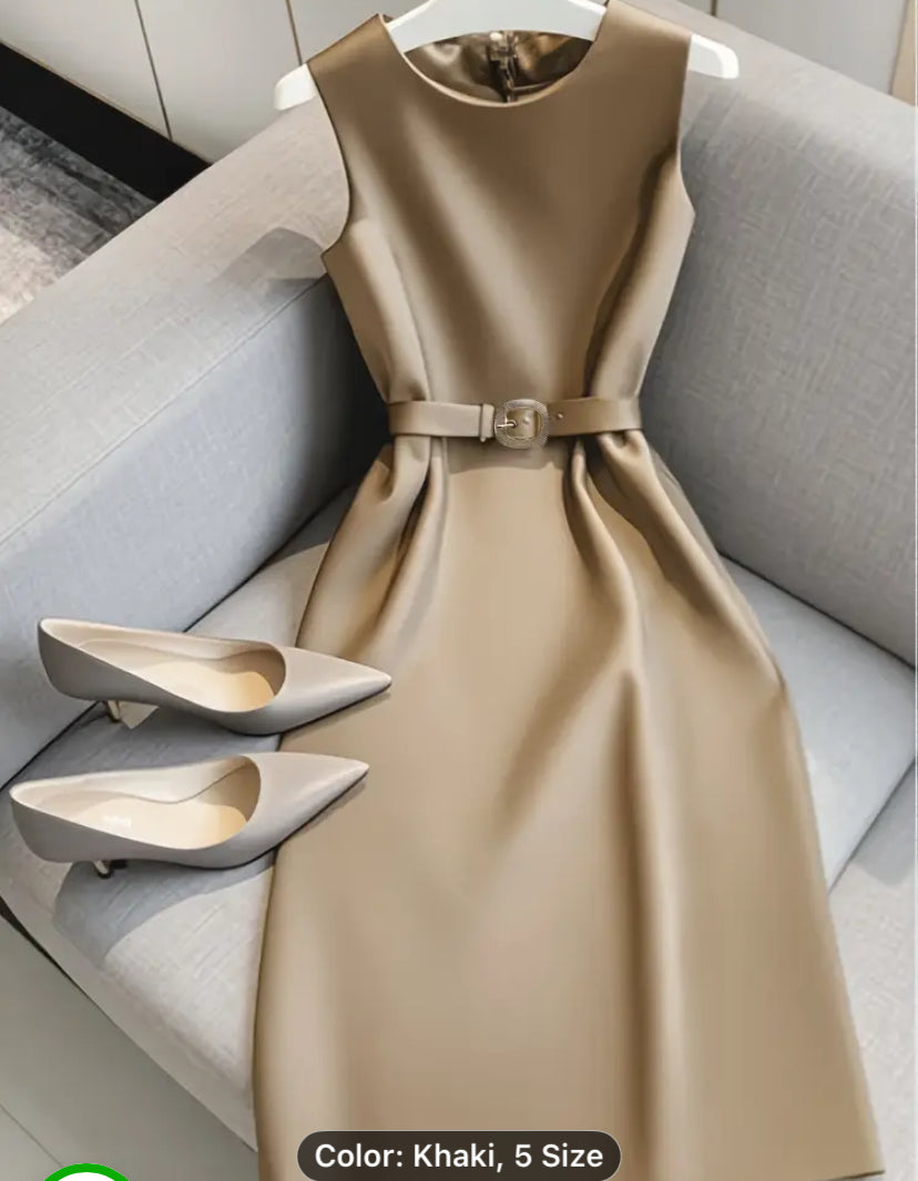 Brown dress khaki sleeveless