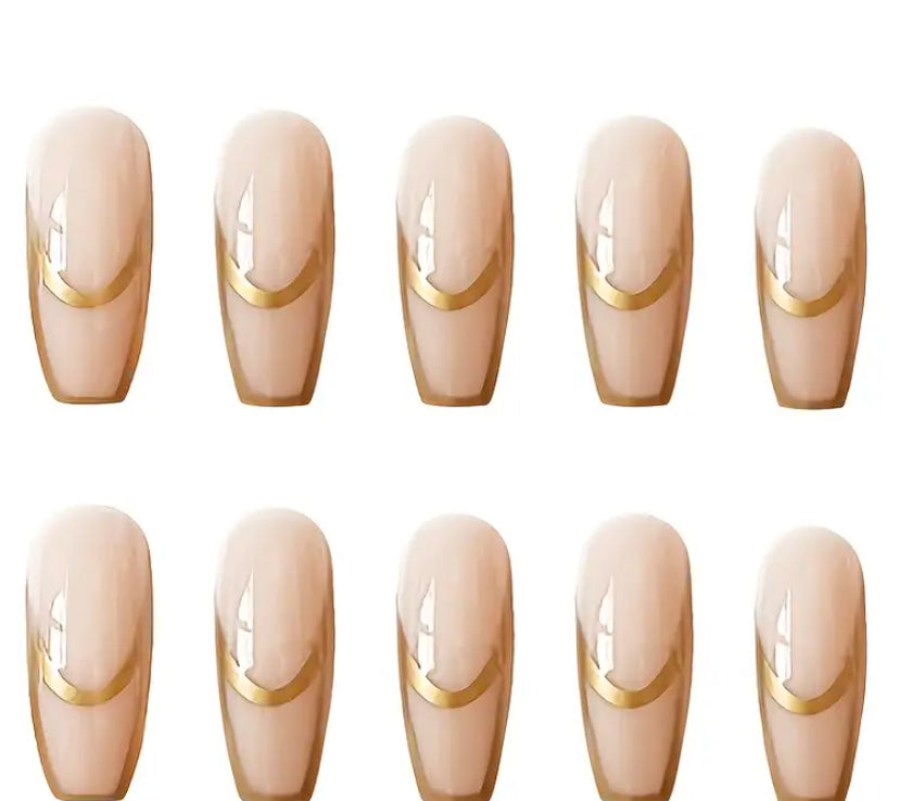 Golden Edge Nude Press-On Nails