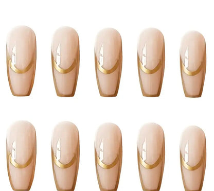 Golden Edge Nude Press-On Nails
