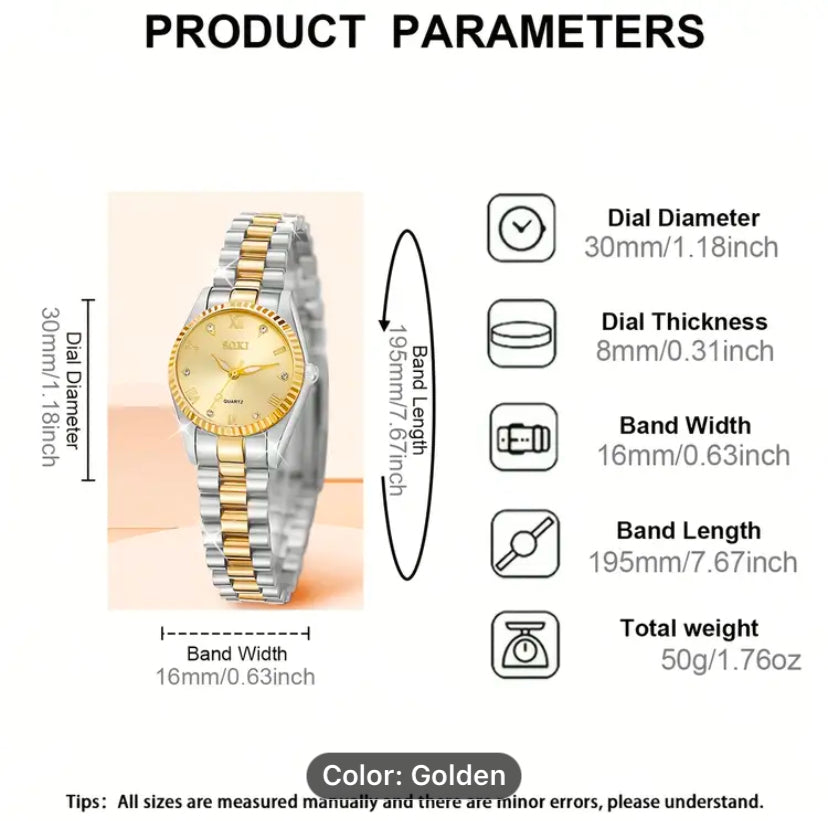Golden-silver wrist watch for Women