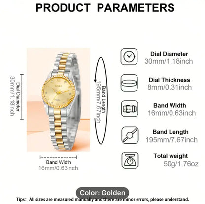 Golden-silver wrist watch for Women