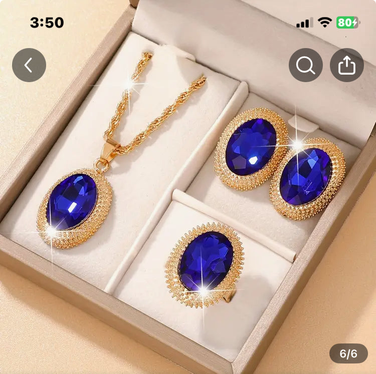 4 pieces Luxurious jewels set for women,extravagance pendant,Necklace earring,Ring get comfy.