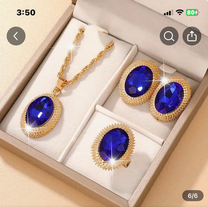 4 pieces Luxurious jewels set for women,extravagance pendant,Necklace earring,Ring get comfy.