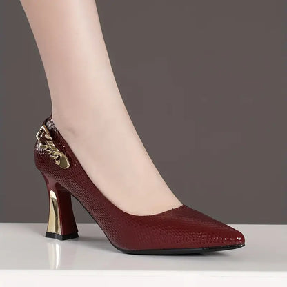 Elegant Maroon Tassel High Heels