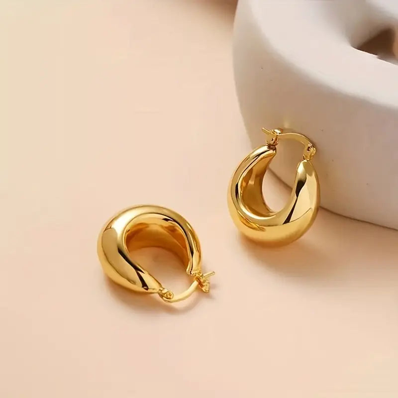 Luxe Golden Thick Hoop Earrings