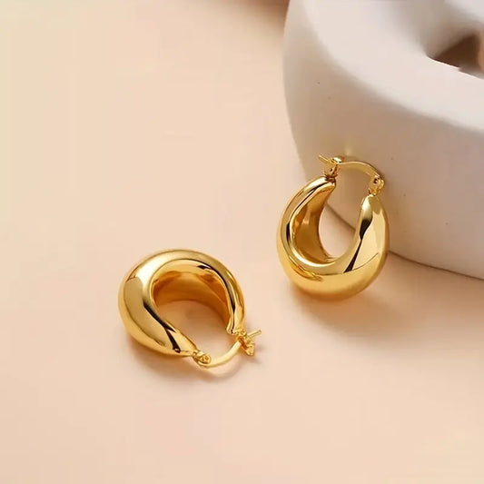 Luxe Golden Thick Hoop Earrings